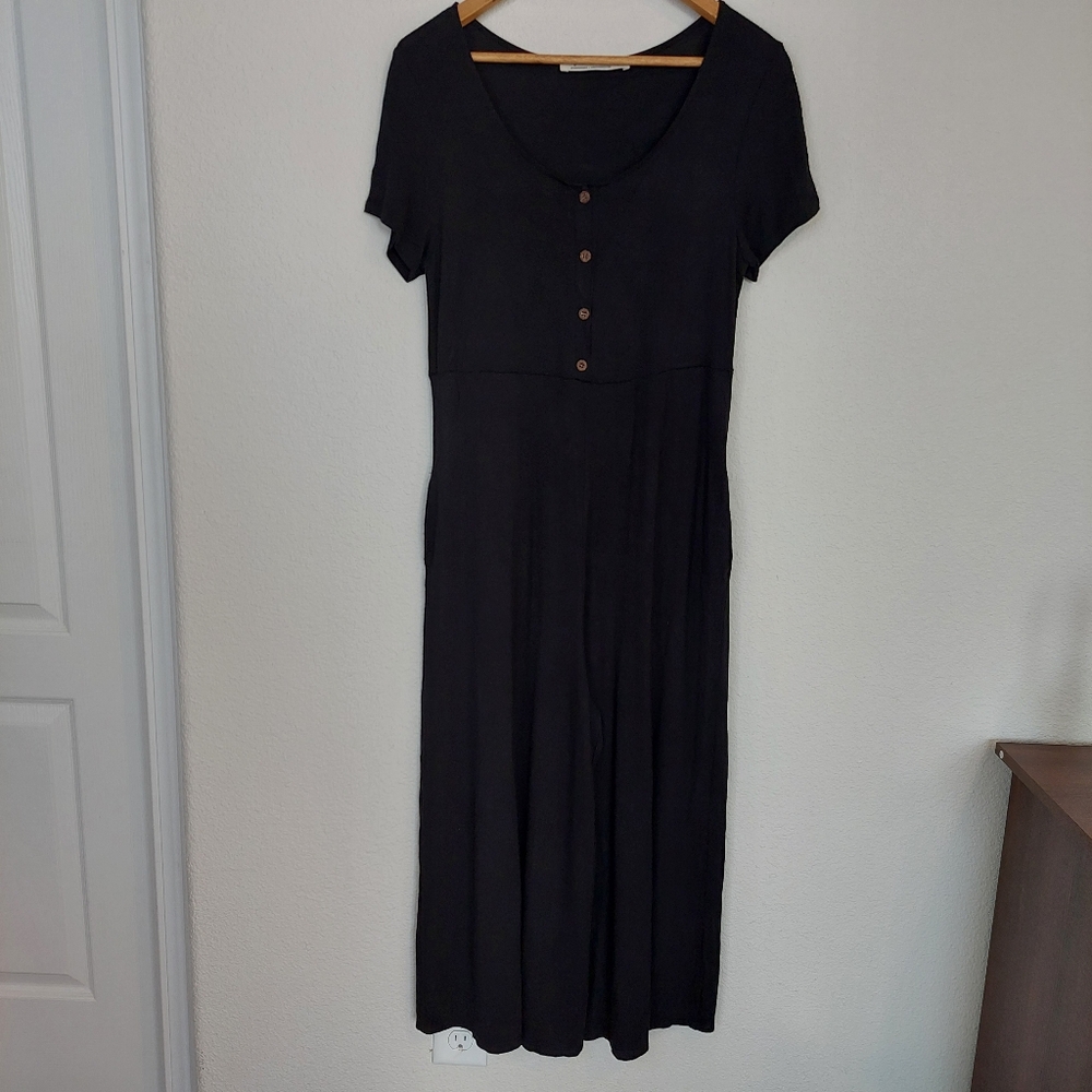 Three Bird Nest Super Soft Black Stretch Pocket Wide Leg Jumpsuit Size‎ Small